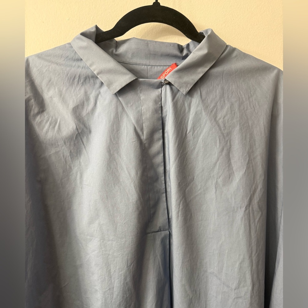 MARINA RINALDI Three- Quart Light Blue Oversized Button-Front Shirt NWOT-size 16 - Picture 5 of 10